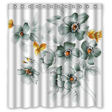 Load image into Gallery viewer, FUNNY KIDS&#39; HOME Fashion Design Waterproof Polyester Fabric Bathroom Shower Curtain Standard Size 66(w) x72(h) with Shower Rings - Beautiful Flowers Simple Style

