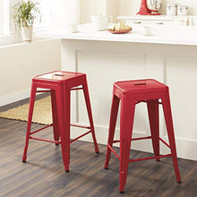 Load image into Gallery viewer, FDW Metal Bar Stools Set of 4 Counter Height Barstool Stackable Barstools 24 Inch 30 Inch Indoor Outdoor Patio Bar Stool Home Kitchen Dining Stool Backless Bar Chair (Red, 24&quot;)
