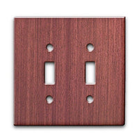 Mahogany Straight Grain - Decor Double Switch Plate Cover Metal