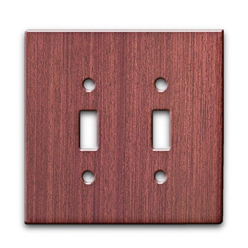 Mahogany Straight Grain - Decor Double Switch Plate Cover Metal