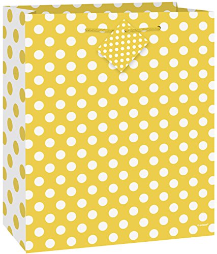 Unique Industries, Medium Gift Bag, 9 x 7 inches - Yellow Polka Dot