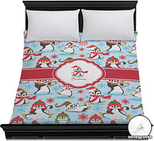 Load image into Gallery viewer, RNK Shops Christmas Penguins Duvet Cover - Full/Queen (Personalized)
