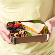 Load image into Gallery viewer, LunchBots Large Trio Stainless Steel Lunch Container -Three Section Design for Sandwich and Two Sides - Metal Bento Lunch Box for Kids or Adults - Eco-Friendly - Stainless Lid - All Stainless
