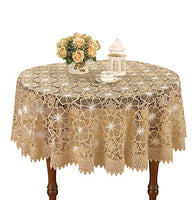 Simhomsen Beige Embroidered Lace Tablecloth 72 Inch Round
