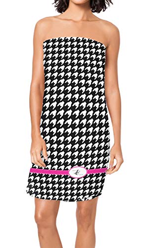 Houndstooth w/Pink Accent Spa/Bath Wrap (Personalized)