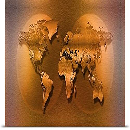 GREATBIGCANVAS Entitled Close-up of map of World Poster Print, 90