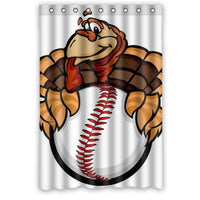 Turkey On The Baseball- Personalize Custom Bathroom Shower Curtain Waterproof Polyester Fabric 48(w)x72(h) Rings Included