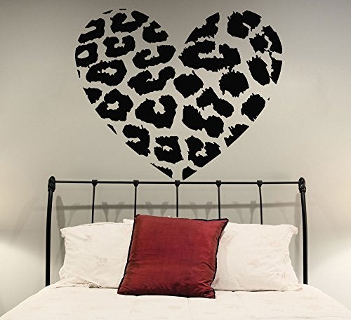 Slaf Ltd. (39'' x 33'') Vinyl Wall Decal Leopard Skin Heart Shape/Animal Skin Print Art Decor Sticker/Home DIY Removable Mural + Free Random Decal Gift!