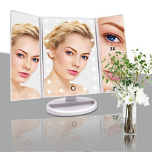 Load image into Gallery viewer, Weily Makeup Vanity Mirror With 21 Led Lights, Trifold Dual Power Magnifying Led Lighted Cosmetic Mi
