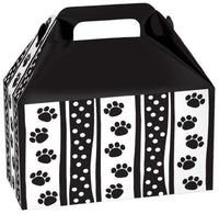Christmas Cookie Boxes - Set of 6 Large Gable Boxes for Treats, Favors -Dog Paw Print with Dog Bones - Cookie Tin Alternative