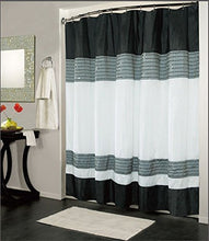 Load image into Gallery viewer, IBIZA BLACK WHITE LUXURY FABRIC SHOWER CURTAIN, BATHROOM ACCESSORIES, 70&quot; x 72&quot;
