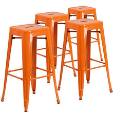 Load image into Gallery viewer, Flash Furniture 4 Pk. 30&#39;&#39; High Backless Orange Metal Indoor Outdoor Barstool With Square Seat
