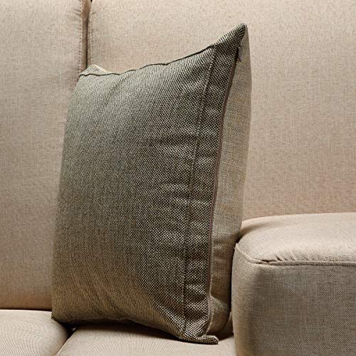 Jepeak Burlap Linen Throw Pillow Cover Cushion Case, Farmhouse Modern Decorative Solid Square Thickened Pillow Case for Sofa Couch (24 x 24 inches, Beige+Light Coffee)