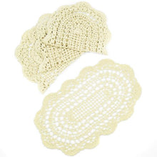 Load image into Gallery viewer, kilofly Crochet Cotton Lace Placemats Doilies 4pc, Oval, Beige, 7 x 14 inch
