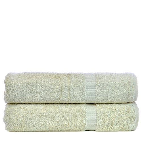 Luxury Hotel & Spa Towel 100% Genuine Turkish Cotton Bath Sheets - Beige - Dobby Border - Set of 2