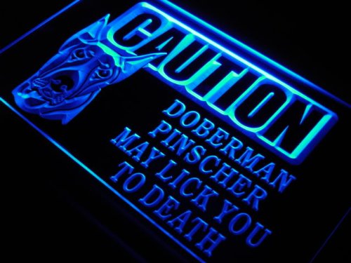Caution Doberman Pinscher Lick LED Sign Neon Light Sign Display s179-b(c)