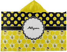Load image into Gallery viewer, YouCustomizeIt Honeycomb, Bees &amp; Polka Dots Kids Hooded Towel (Personalized)
