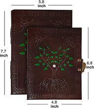 Load image into Gallery viewer, Hand Painted Tree of Life Leather Bound Journal for Men Diary Notebook Leather Women Small Gift for Him Her
