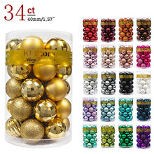 Load image into Gallery viewer, KI Store 34ct Christmas Ball Ornaments 1.57&quot; Small Shatterproof Christmas Decorations Tree Balls for Holiday Wedding Party Decoration, Tree Ornaments Hooks Included (40mm Gold)
