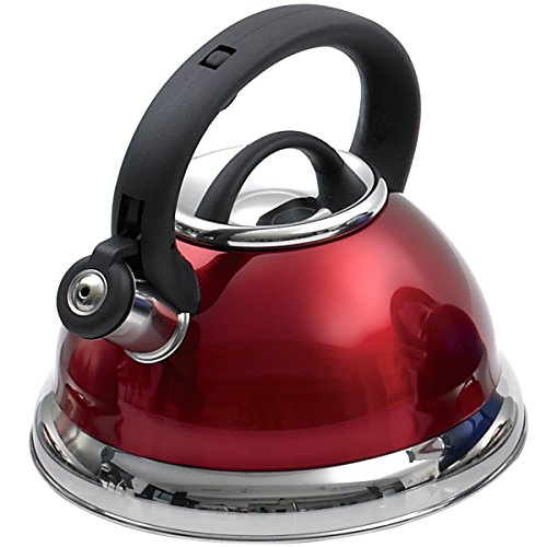 Creative Home Alexa 3 Qt Stainless Steel Whistling Tea Kettle   Metallic Cranberry