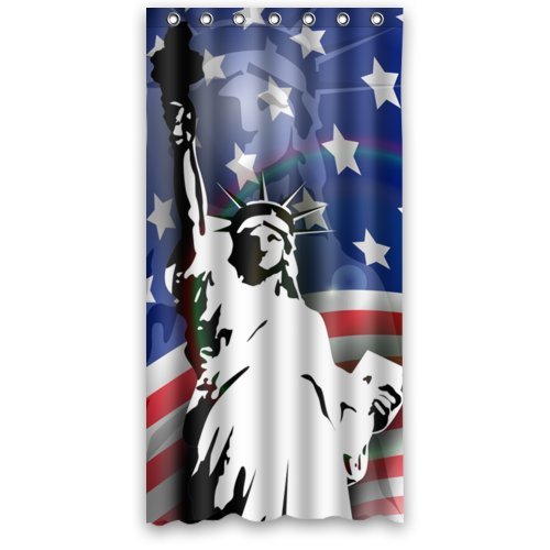 FUNNY KIDS' HOME Fashion Design Waterproof Polyester Fabric Bathroom Shower Curtain Standard Size 36(w) x72(h) with Shower Rings - The Statue of Liberty National Flag