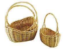 Load image into Gallery viewer, TopherTrading TOPOT Set of 3 Bubble Boat Shape Thick Willlow Handle Basket
