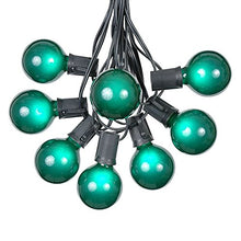Load image into Gallery viewer, 100 Foot G50 Outdoor Patio String Lights with 125 Green Globe Bulbs  Indoor Outdoor String Lights  Market Bistro Caf Hanging String Lights  C9/E17 Base - Black Wire
