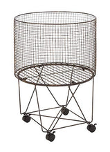 Load image into Gallery viewer, Deco 79 Farmhouse Metal Cylinder Storage Cart, 20&quot; x 20&quot; x 28&quot;, Bronze
