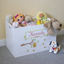 Load image into Gallery viewer, Personalized and Teal Elephant Childrens Nursery White Open Toy Box
