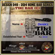 Load image into Gallery viewer, 3 Liter Personalized Tiki Bar (C) American Oak Aging Barrel - Design 049
