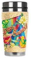 Mugzie Diggin' Summer Travel Mug with Insulated Wetsuit Cover, 16 oz, Black