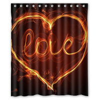 FUNNY KIDS' HOME Heart Shaped Flame Valentine's Day Decoration - Fashion Personalized Bathroom Shower Curtain Waterproof Polyester Fabric 60(w) x72(h) Rings Included