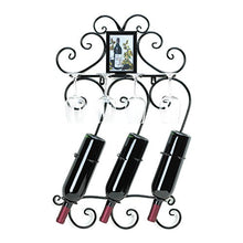 Load image into Gallery viewer, GHP 16-1/2&quot;x 4-1/4&quot;x27-3/4&quot; Home Decor Bar Scrollwork Wall Mounted Wine Bottle Holder Rack w Photo Frame
