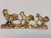 Brass Metal Rooster 3 Hooks Wall Mounted Key Holder Hanger