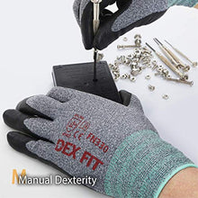 Load image into Gallery viewer, DEX FIT Nitrile Work Gloves FN330, 3D Comfort Stretch Fit, Durable Power Grip Foam Coated, Smart Touch, Thin Machine Washable, Grey Large 3 Pairs Pack

