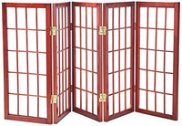 Oriental Furniture 2 ft. Tall Desktop Window Pane Shoji Screen - Walnut - 5 Panels