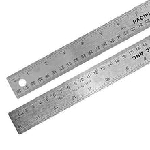 Load image into Gallery viewer, Pacific Arc Stainless Steel 15 Inch Metal Ruler Non-Slip Cork Back, with Inch and Metric Graduations
