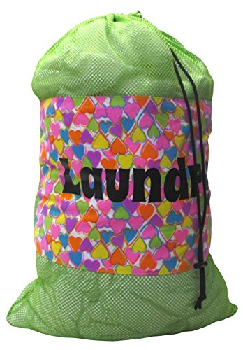 Gilbin Matching Mesh Laundry Or Sock Bag with Drawstring for Sleep Away Camp Laundry Hearts