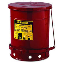 Load image into Gallery viewer, JUSTRITE 09300 Red Oily Waste Can, 10gal, Lever Lid
