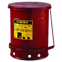JUSTRITE 09300 Red Oily Waste Can, 10gal, Lever Lid