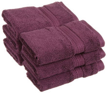 Load image into Gallery viewer, Superior 900 GSM Luxury Bathroom Face Towels, Made of 100% Premium Long-Staple Combed Cotton, Set of 6 Hotel &amp; Spa Quality Washcloths - Plum, 13&quot; x 13&quot; each
