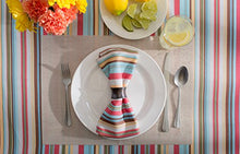 Load image into Gallery viewer, DII 100% Polyester, Spill Proof, Machine Washable, Tablecloth for Outdoor Use, 60x84, Warm Summer Stripe, Seats 6 to 8 People
