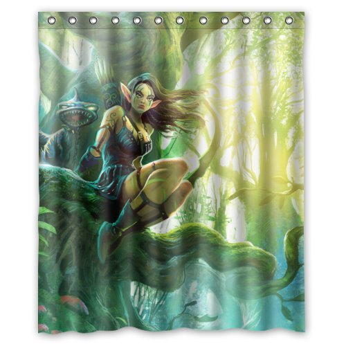 Fantasy Elves Avatar Girl In The Forest- Personalize Custom Bathroom Shower Curtain Waterproof Polyester Fabric 60(w)x72(h) Rings Included