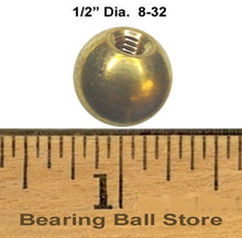 Load image into Gallery viewer, 8/32 x 1/2 Dia Tapped Brass Ball (8 pieces)
