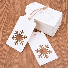 Load image into Gallery viewer, Livvd 100 Pieces Paper Gift Tags Kraft Tag Snowflake Shape Hang Labels with Twine for Christmas Wedding Birthday Thanksgiving (White)
