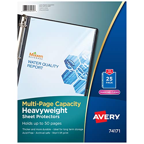 Avery 74171 Multi-Page Top-Load Sheet Protectors, Heavy Gauge, Letter, Clear (Pack of 25)