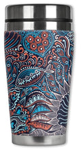 Load image into Gallery viewer, Mugzie Abstract Fishes Travel Mug with Insulated Wetsuit Cover, 16 oz, Black
