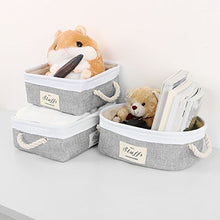 Load image into Gallery viewer, uxcell Storage Baskets with Cotton Handles Foldable Storage Bins Laundry Clothes Towel Box Organizer W Drawstring Closure for Home Shelves Closet Gray 14.2&quot; x 10.8&quot; x 4.7
