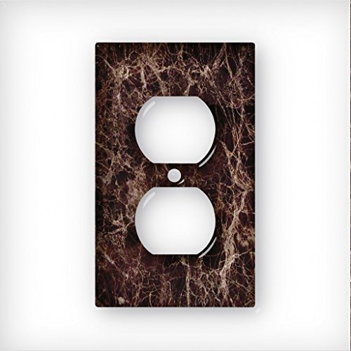 Marble Emperador Pattern on Metal Wall Plate Cover - 2 Gang Switch