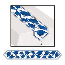 Load image into Gallery viewer, Club Pack of 12 Blue Celebration Grad Cap Table Runner 6&#39;
